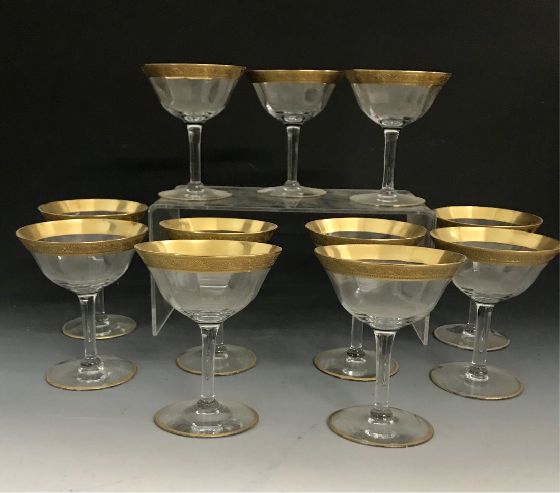 SET OF 11 GILT MOSER CHAMPAGNE GLASSES (1 of 2)