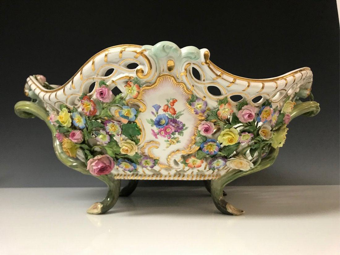 19TH C. FLOWER ENCRUSTED BOWL (1 of 4)