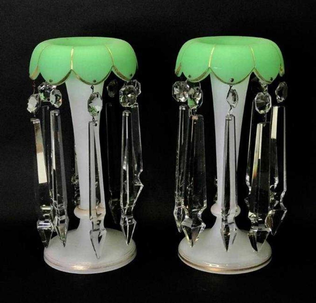 A PAIR OF 19TH C. FRENCH OPALINE LUSTERS (1 of 1)