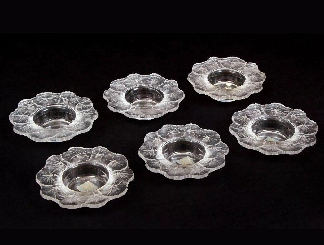 SET OF 6 LALIQUE HONFLEUR BOWLS (1 of 3)