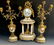 TIFFANY & CO. DORE BRONZE AND WHITE MARBLE CLOCK SET