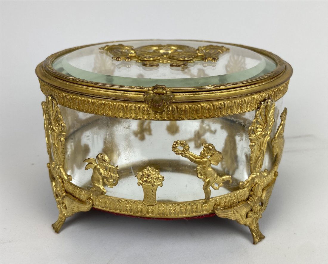 EMPIRE STYLE ORMOLU MOUNTED BACCARAT GLASS BOX (1 of 4)