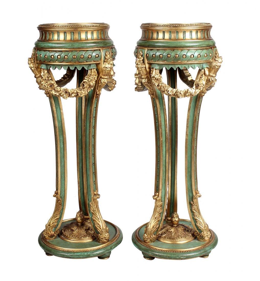 A PAIR OF PAINTED & PARCEL GILT PLANTERS (1 of 1)