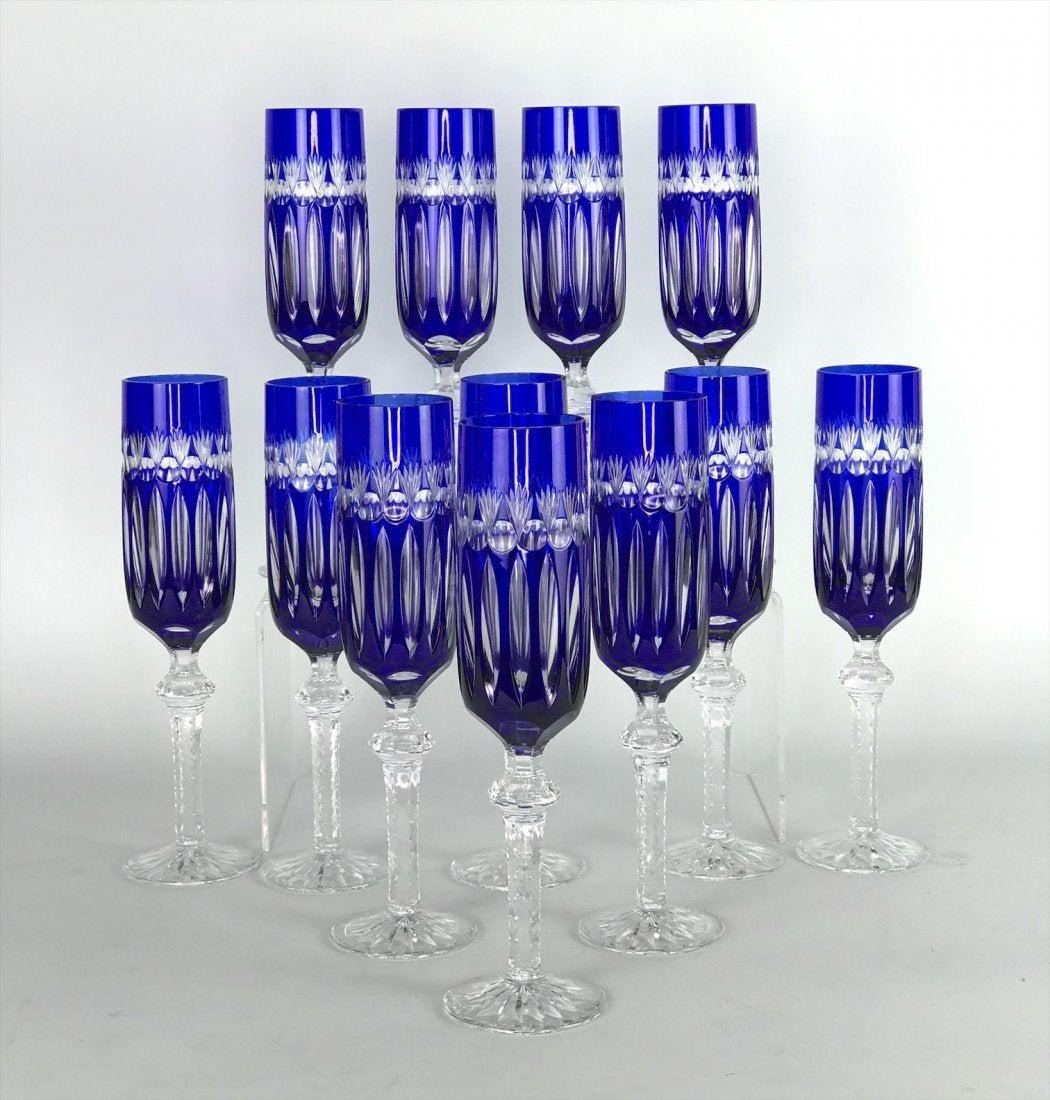SET OF 12 BOHEMIAN WINE GLASSES: Measure 9.75 inches high. All in good condition. Estimate $600-800