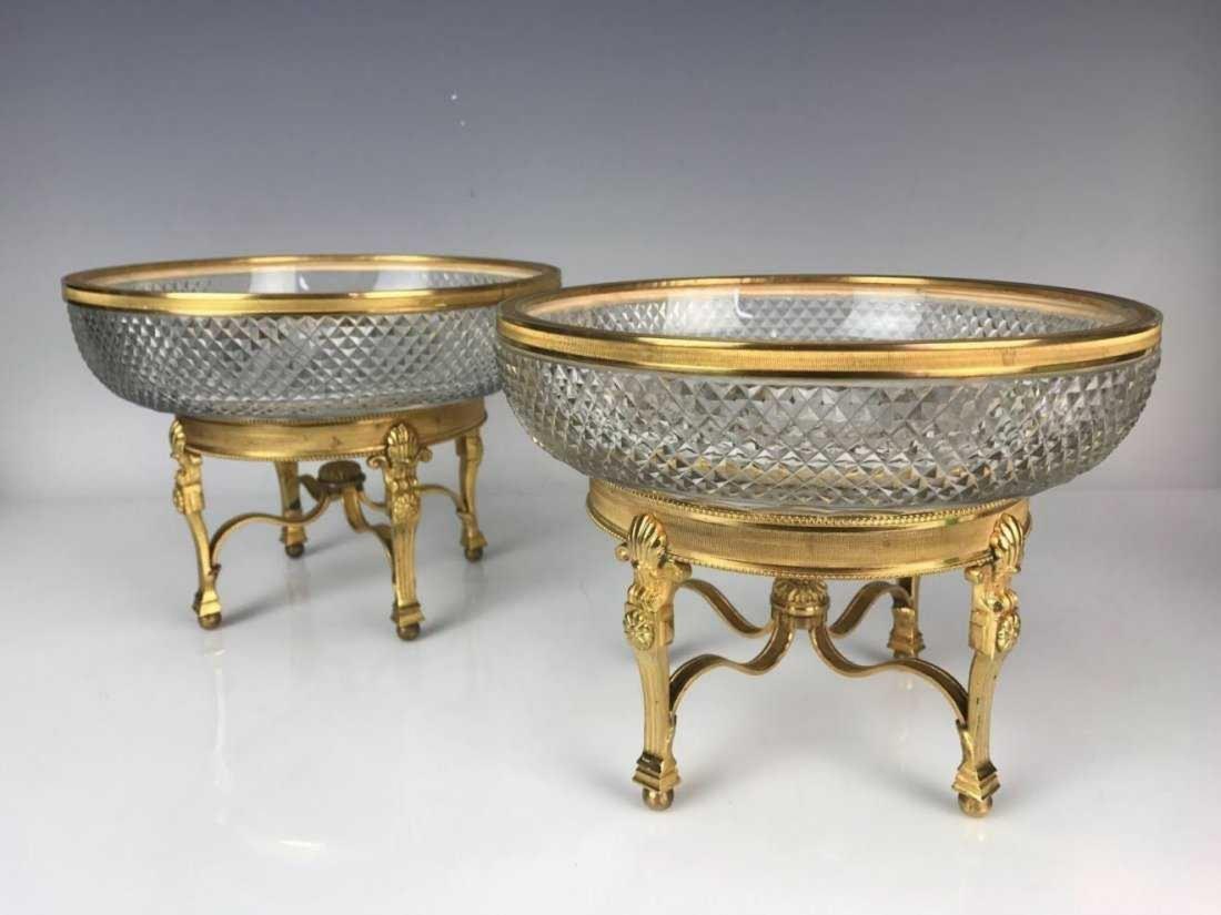 PAIR OF EMPIRE STYLE DORE BRONZE & BACCARAT CENTERPIECE (1 of 3)