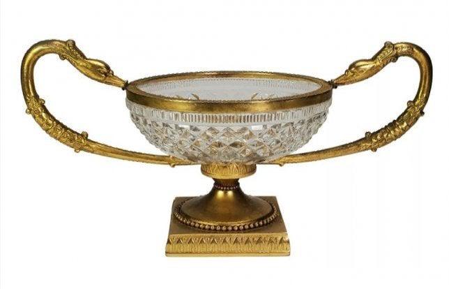EMPIRE DORE BRONZE AND BACCARAT CRYSTAL CENTERPIECE: Circa 1900. Measures 11 inches long, 5.5 inches high. Estimate $800-1.000