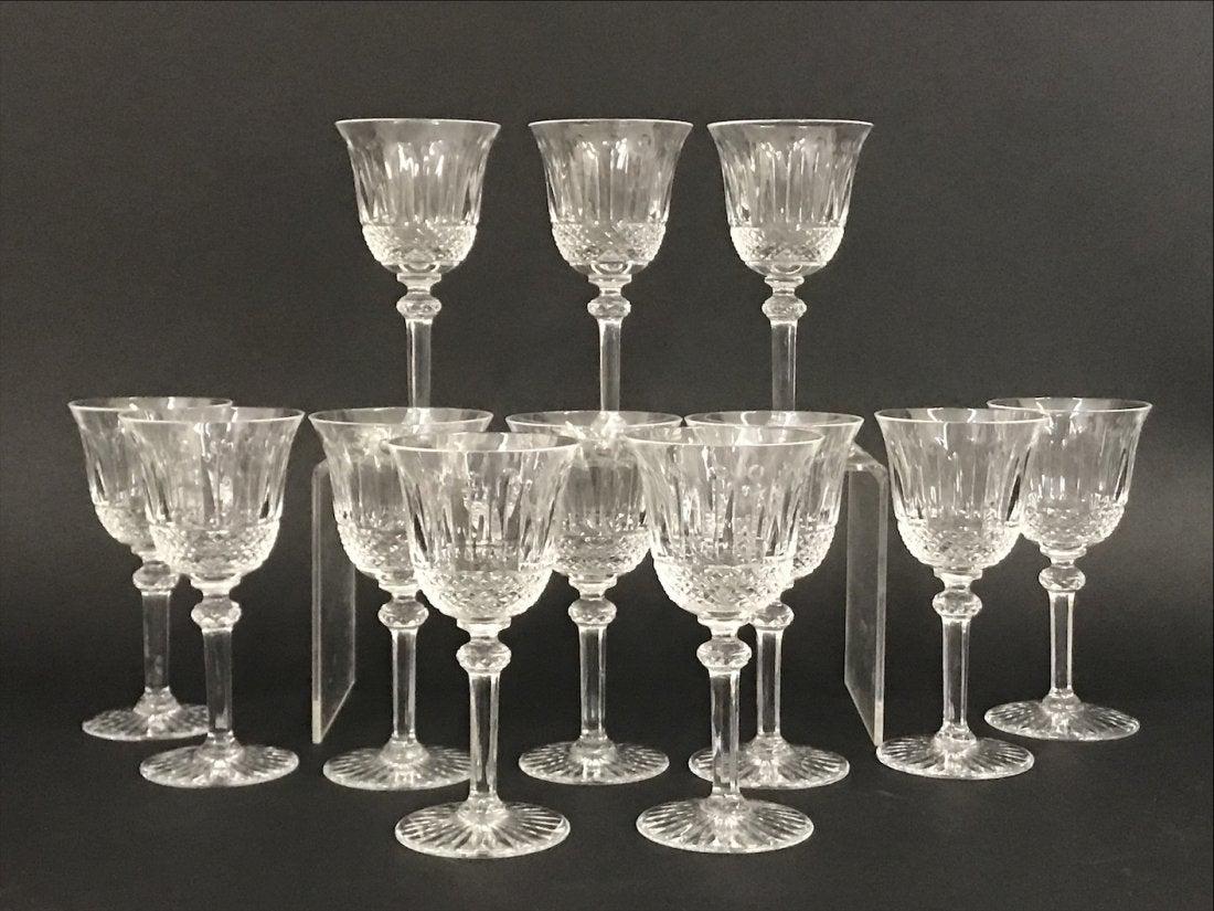 SET OF 11 SAINT LOUIS CRYSTAL WINE GLASSES: Measure 6 inches high. All in good condition. Estimate $1.500-2.000
