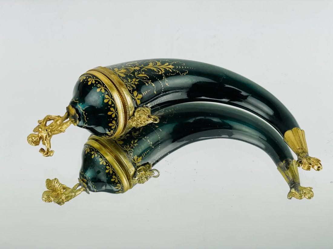 19TH C. VIENNESE ENAMEL MINIATURE CORPOCOPIA: Measures 4.5 inches. Good condition. Estimate $500-600