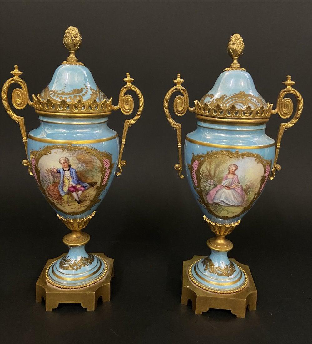A PAIR OF ART NOUVEAU SEVRES PORCELAIN VASES (1 of 3)