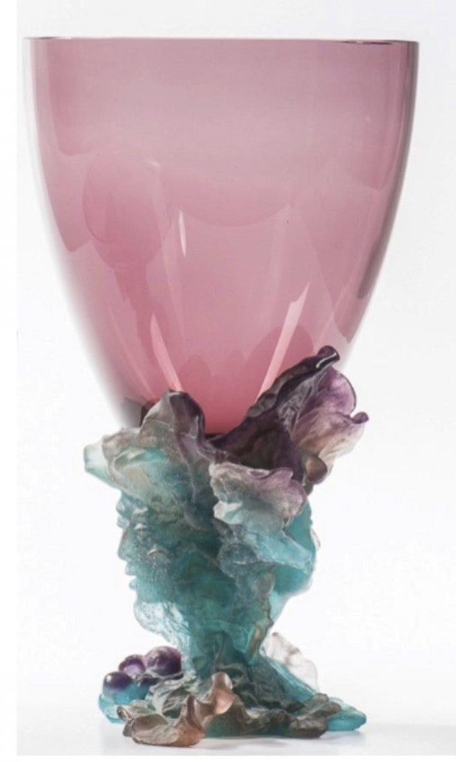 LARGE DAUM PATE DE VERRE VASE: Measures 11 inches high. Good condition. Estimate $1.000-1.200