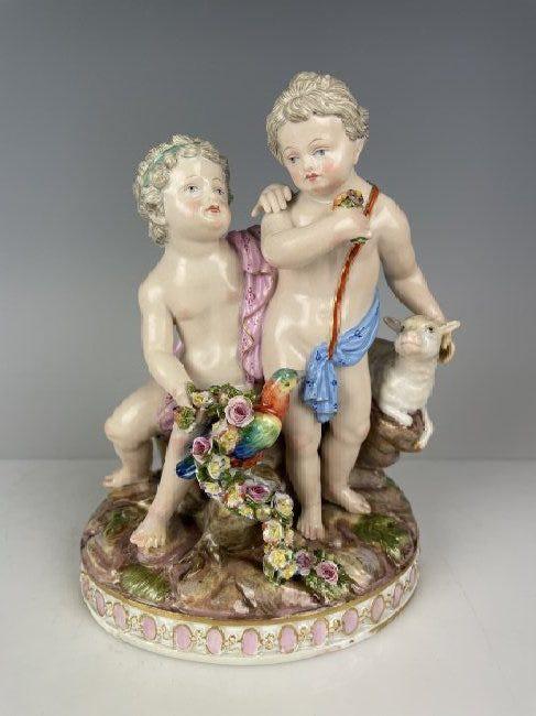 19TH C. MEISSEN GROUP: Measures 7 inches. In overall good condition. Estimate $1.000-1.200