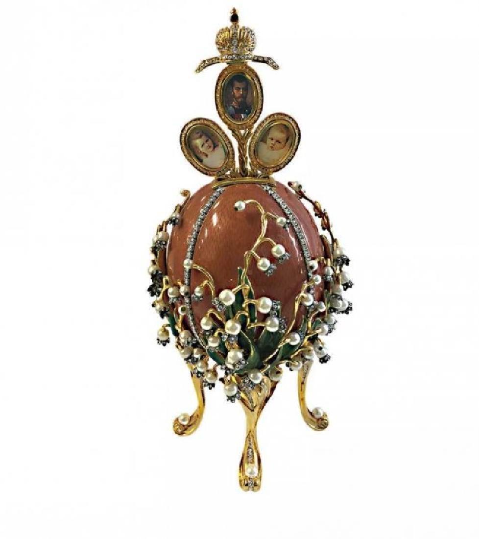 LILIES OF THE VALLEY HOUSE OF FABERGE EGG: Lilies of the Valley Faberge :The series of Easter eggs created by Faberge for the Russian Imperial family, The original was made under the supervision of Faberge in 1898 by Faberge ateliers. The supe