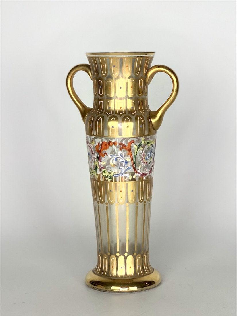 LARGE 19TH C. ENAMELED MISER VASE (1 of 3)