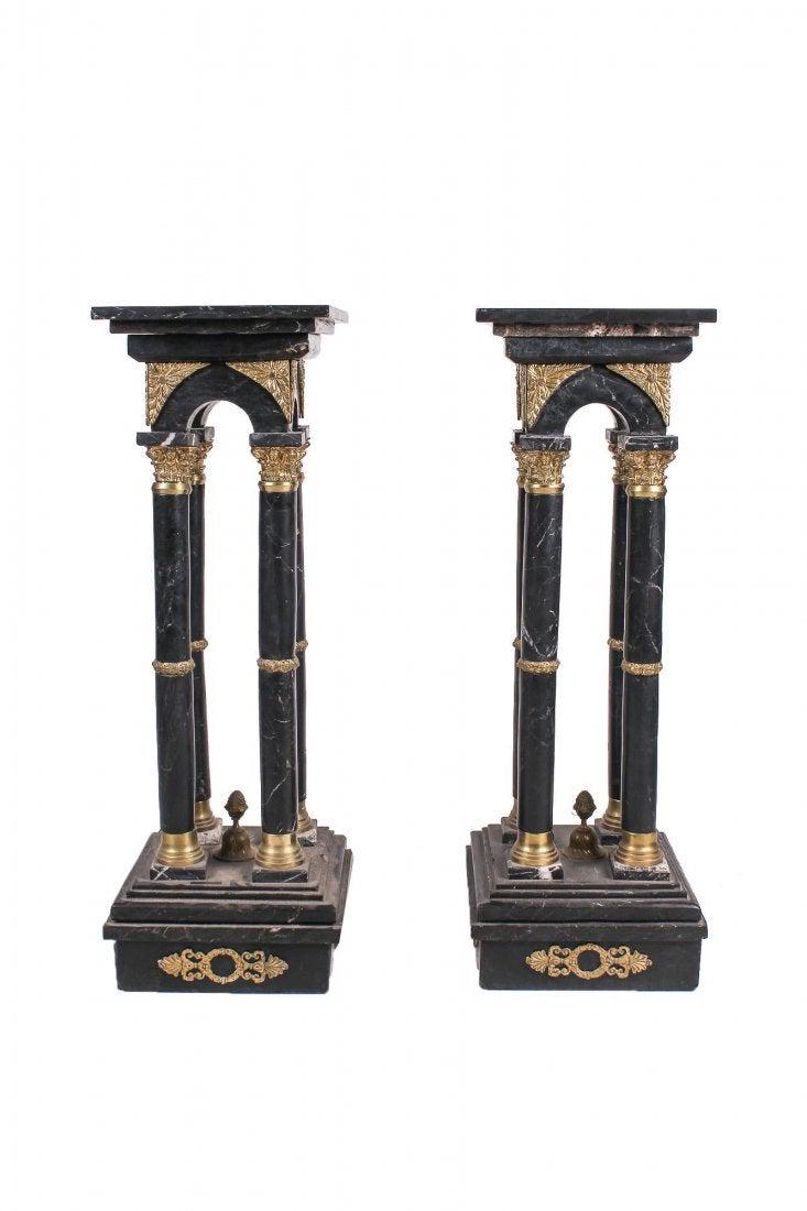 A PAIR OF DORE BRONZE AND MARBLE PEDESTALS (1 of 3)