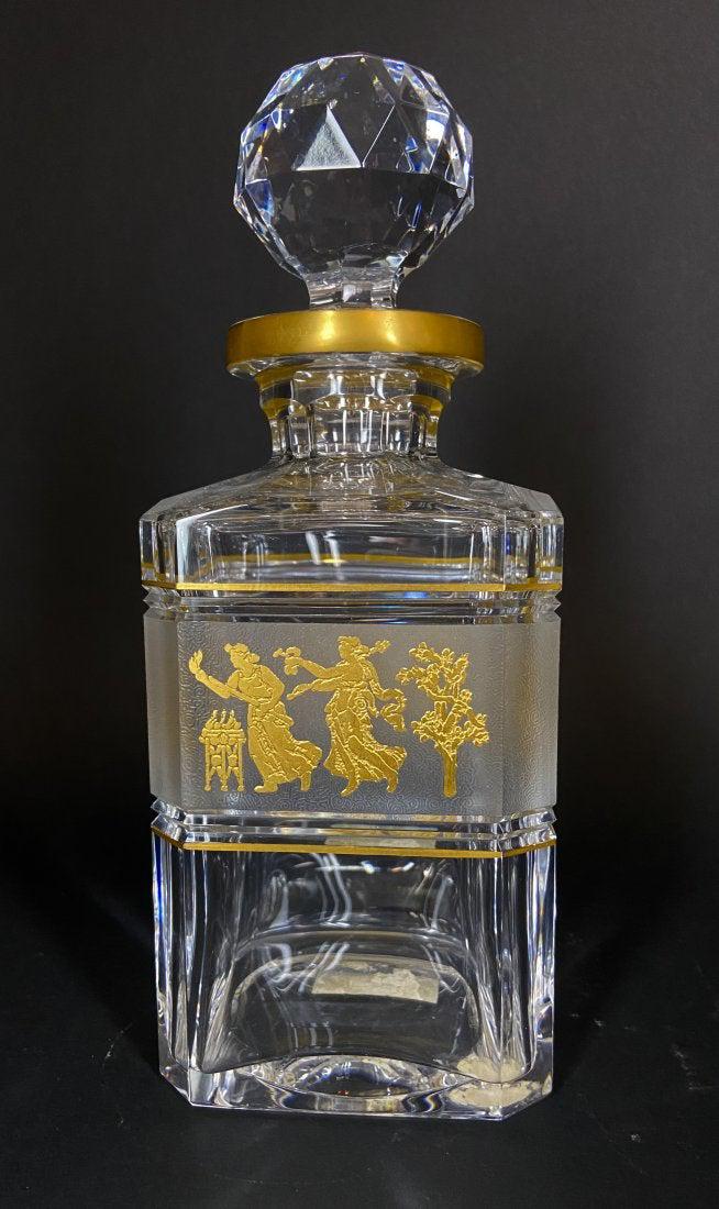 VAL ST LAMBERT GILT LIQUOR BOTTLE (1 of 3)