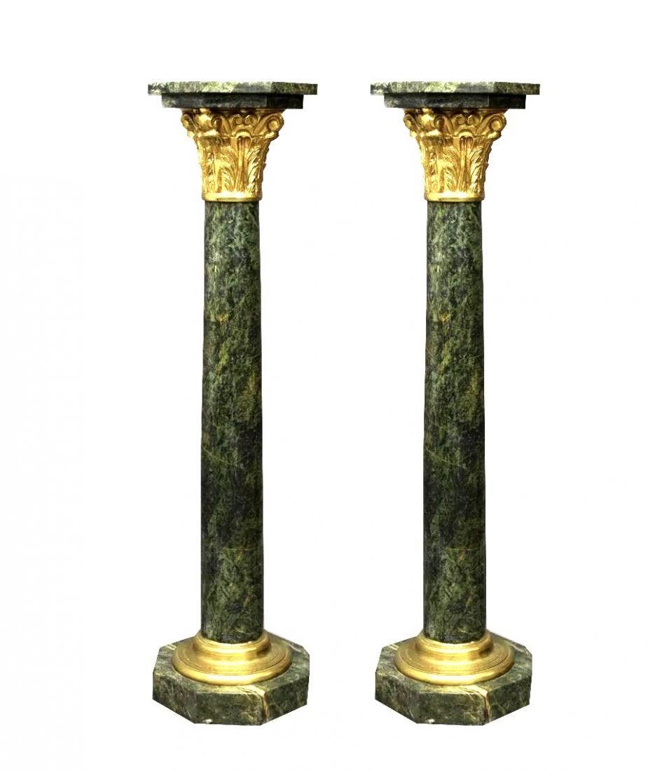 A PAIR OF FRENCH ORMOLU MOUNTED MARBLE PEDESTALS (1 of 3)