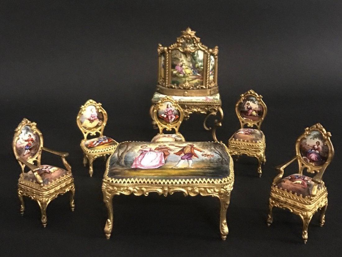 7 PIECE MINIATURE AUSTRIAN ENAMEL MUSICAL SET (1 of 3)