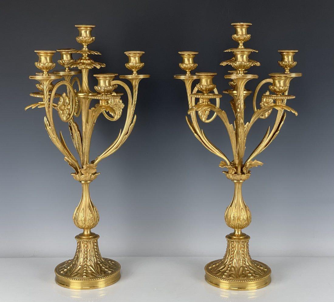 A PAIR OF DORE BRONZE CANDELABRA (1 of 4)
