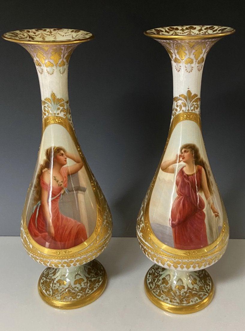 A LARGE PAIR OF ROYAL VIENNA VASES (1 of 4)