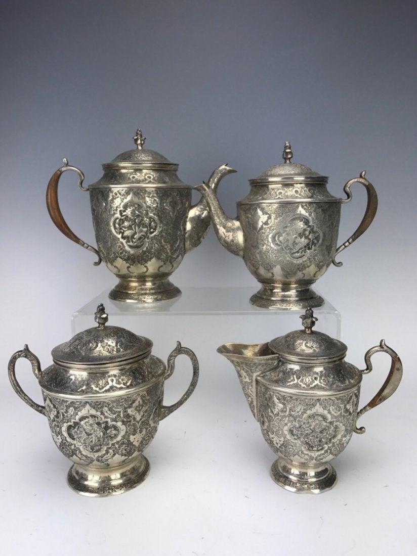 ANTIQUE PERSIAN SILVER TEA SET CIRCA 1950 (1 of 5)