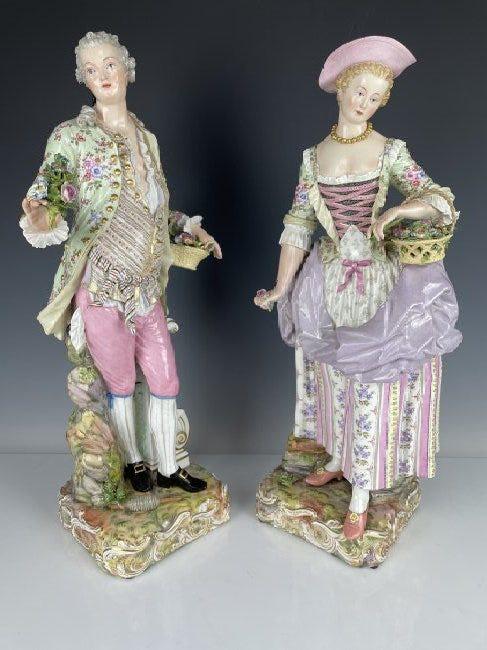 A LARGE PAIR OF 19TH C. MEISSEN FIGURES OF GARDENERS (1 of 6)