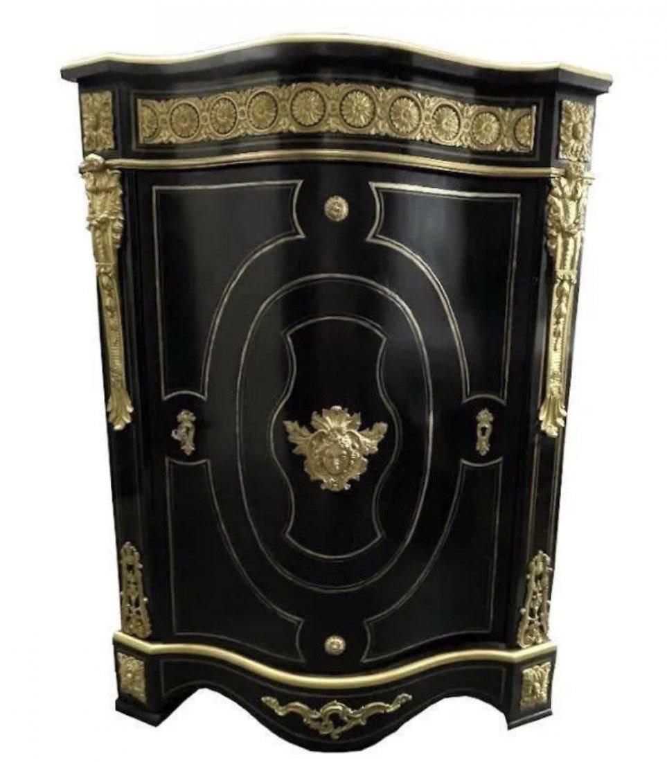 19TH C. ORMOLU MOUNTED EBONY CORNER CABINET WITH MARBLE (1 of 3)