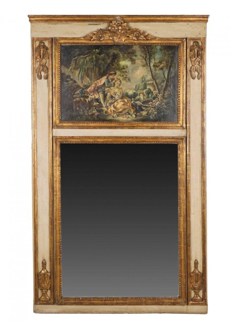 19TH C. FRENCH PAINTED & GILT TRUMEAU MIRROR (1 of 1)