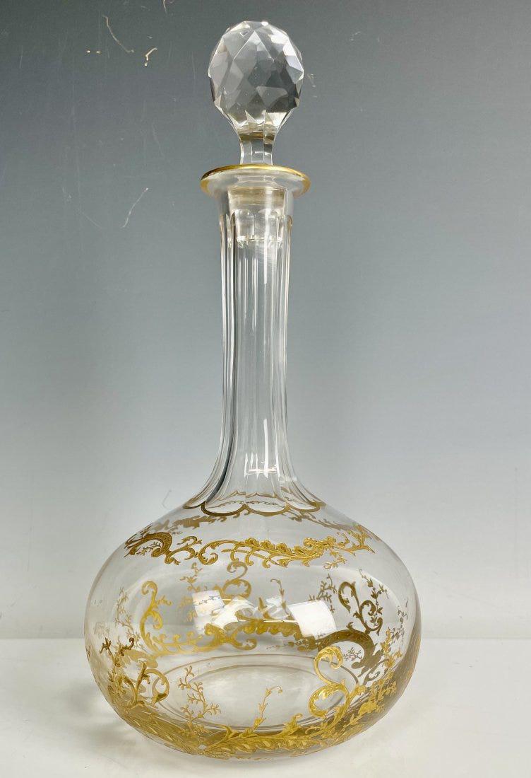 A LARGE GILT MOSER DECANTER (1 of 3)