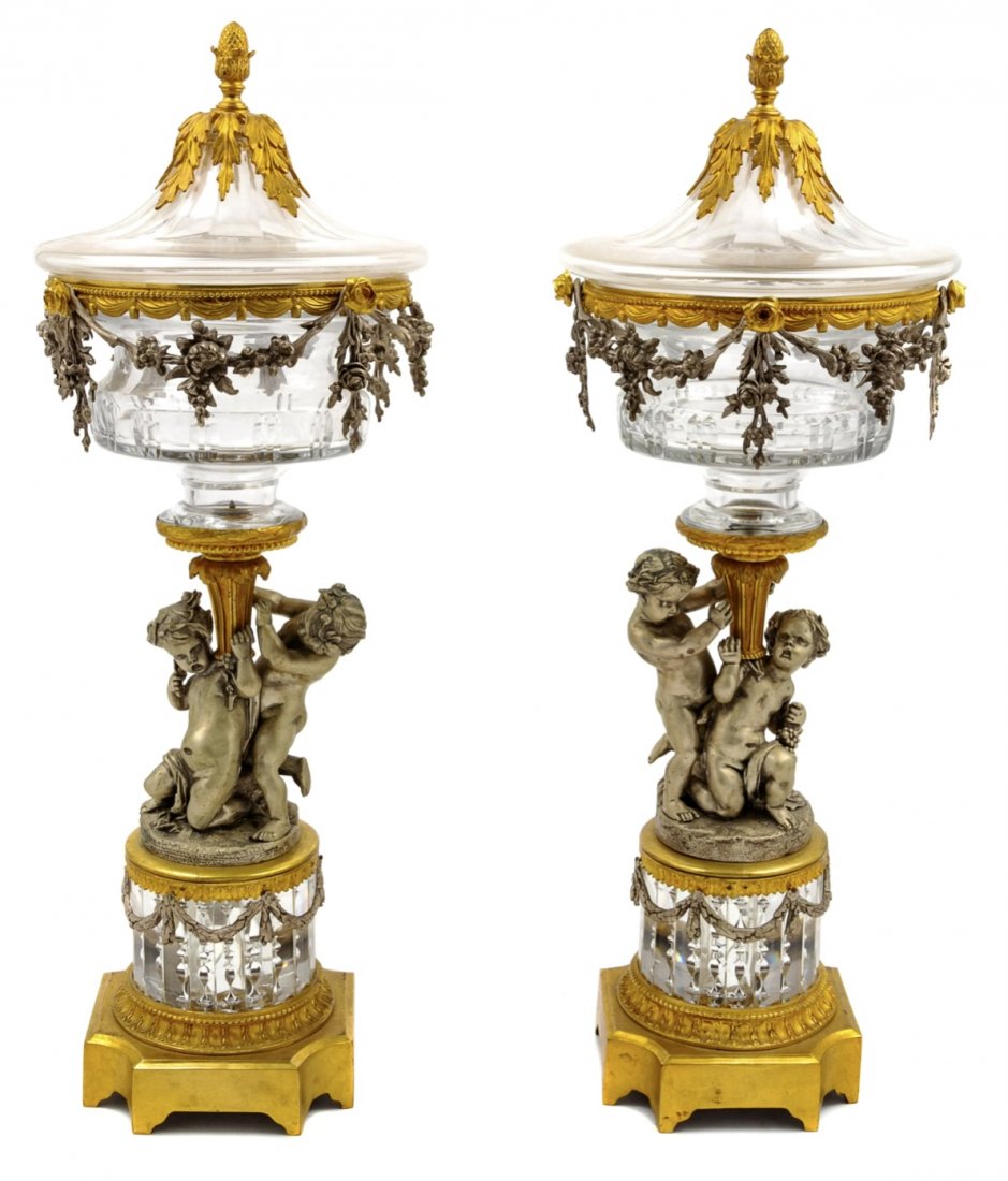 IMPOSING PAIR OF BRONZE AND BACCARAT CRYSTAL GARNITURE (1 of 1)
