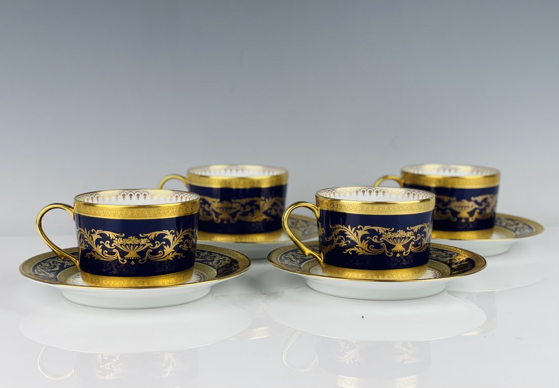 A SET OF 4 IMPERIAL FABERGE PORCELAIN CUP & SAUCERS (1 of 5)