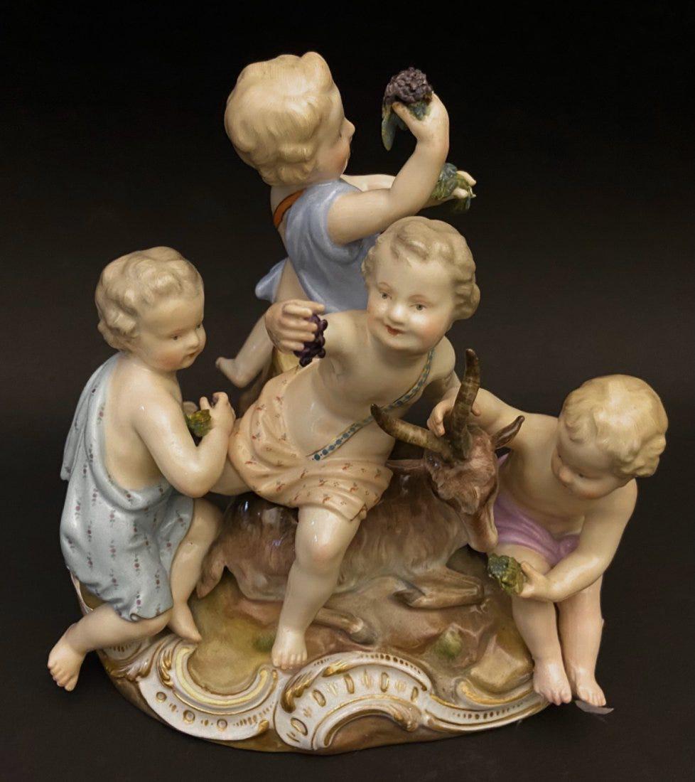 19TH C. MEISSEN GROUP: Measures 8 inches long , 6.5 inches tall. Estimate $1.000-1.200