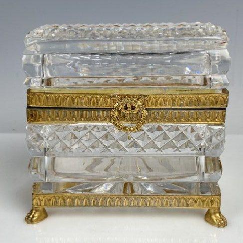 ORMOLU MOUNTED BACCARAT CRYSTAL BOX: Circa 1900. Measures. 4 x 2.5 x 4 inches high. In good condition. Estimate $500-600