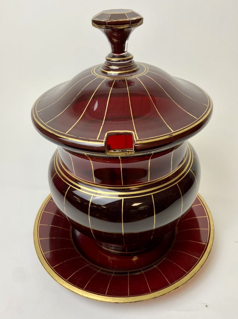 19TH C. RUBY RED BOHEMIAN GLASS PUNCH BOWL (1 of 3)