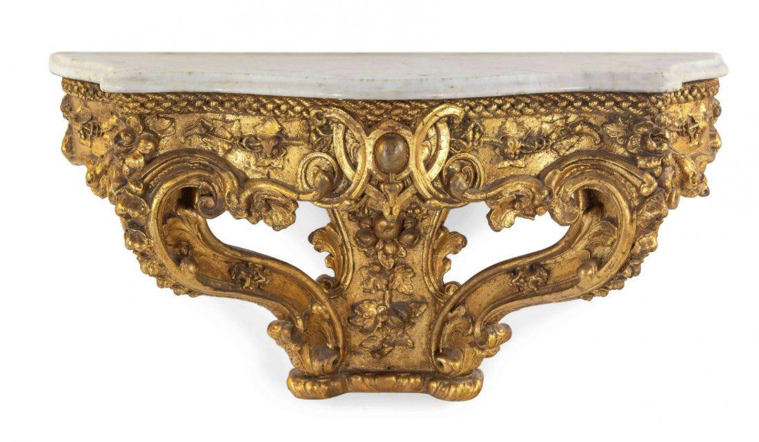 ANTIQUE ITALIAN ROCOCO CARVED WOOD MARBLE TOP CONSOLE (1 of 2)