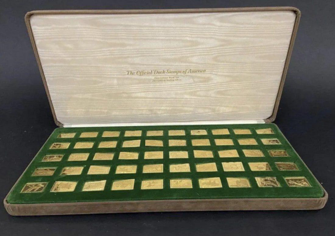 FRANKLIN MINT 24KT GOLD OVER SILVER DUCK STAMPS OF USA (1 of 2)