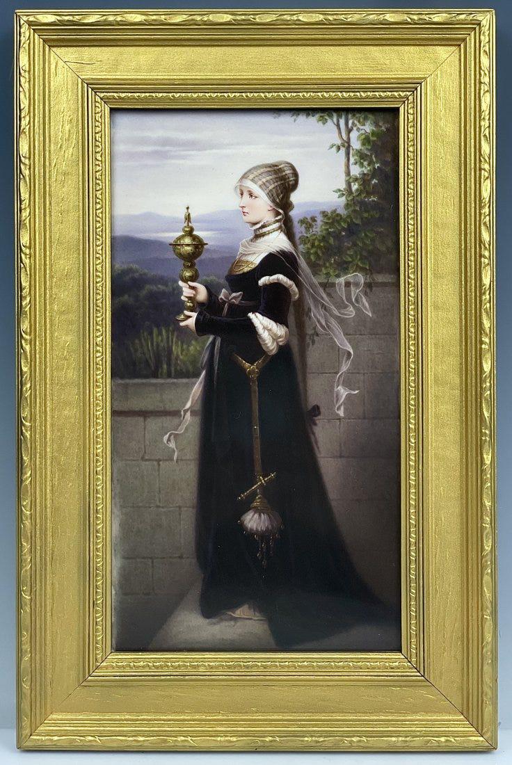 19TH C. BERLIN KPM PORCELAIN PLAQUE: With incised scepter and KPM mark. Sight measures 9 inches x 5 inches. In good condition. Estimate $1.500-2.000