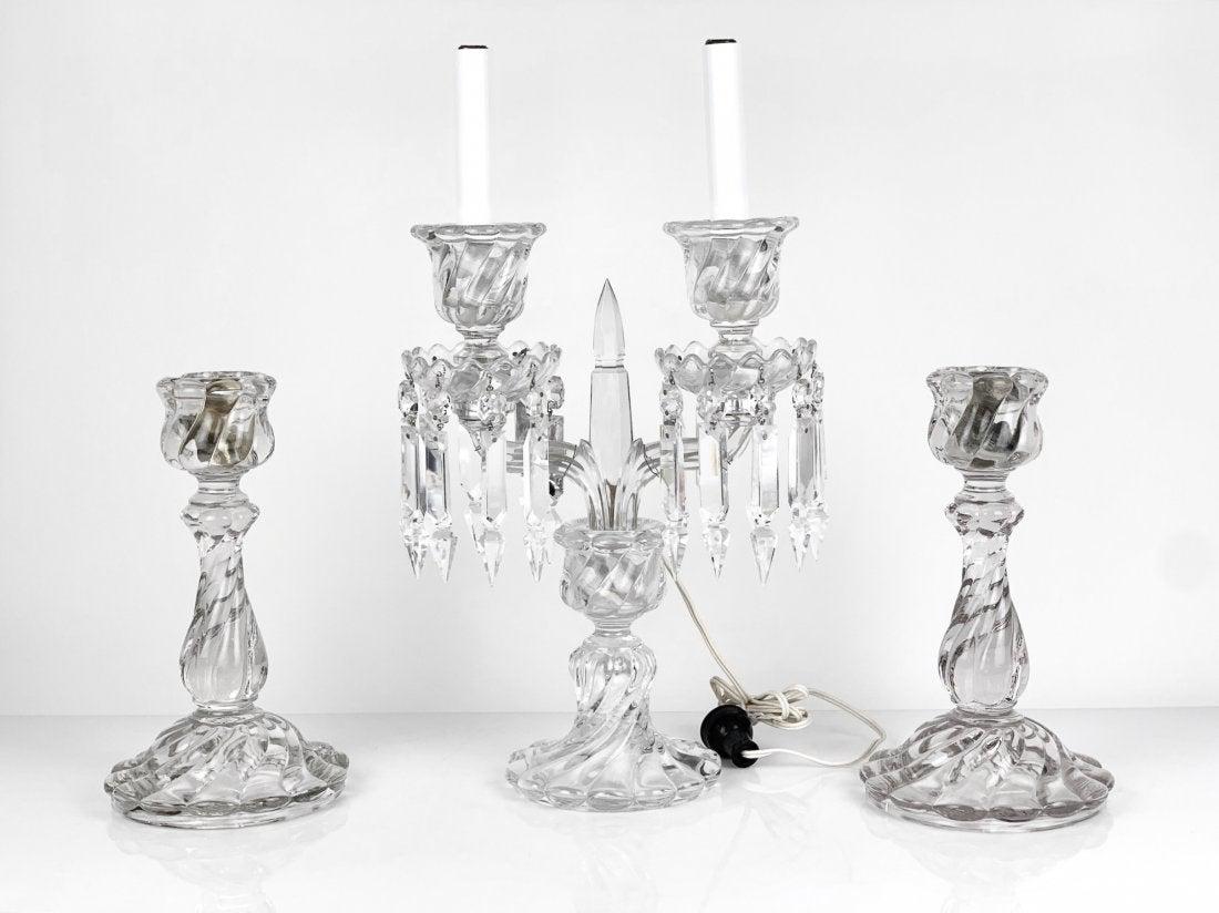 3 PIECE BACCARAT GLASS CANDELABRA (1 of 3)