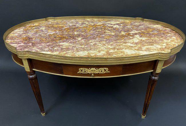 DORE BRONZE MOUNTED MARBLE TOP COFFEE TABLE (1 of 3)