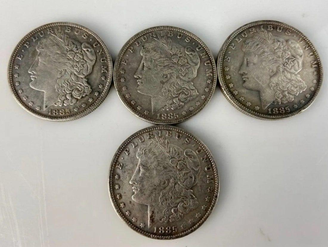 SET OF 4 SILVER US DOLLARS 1885 (1 of 2)