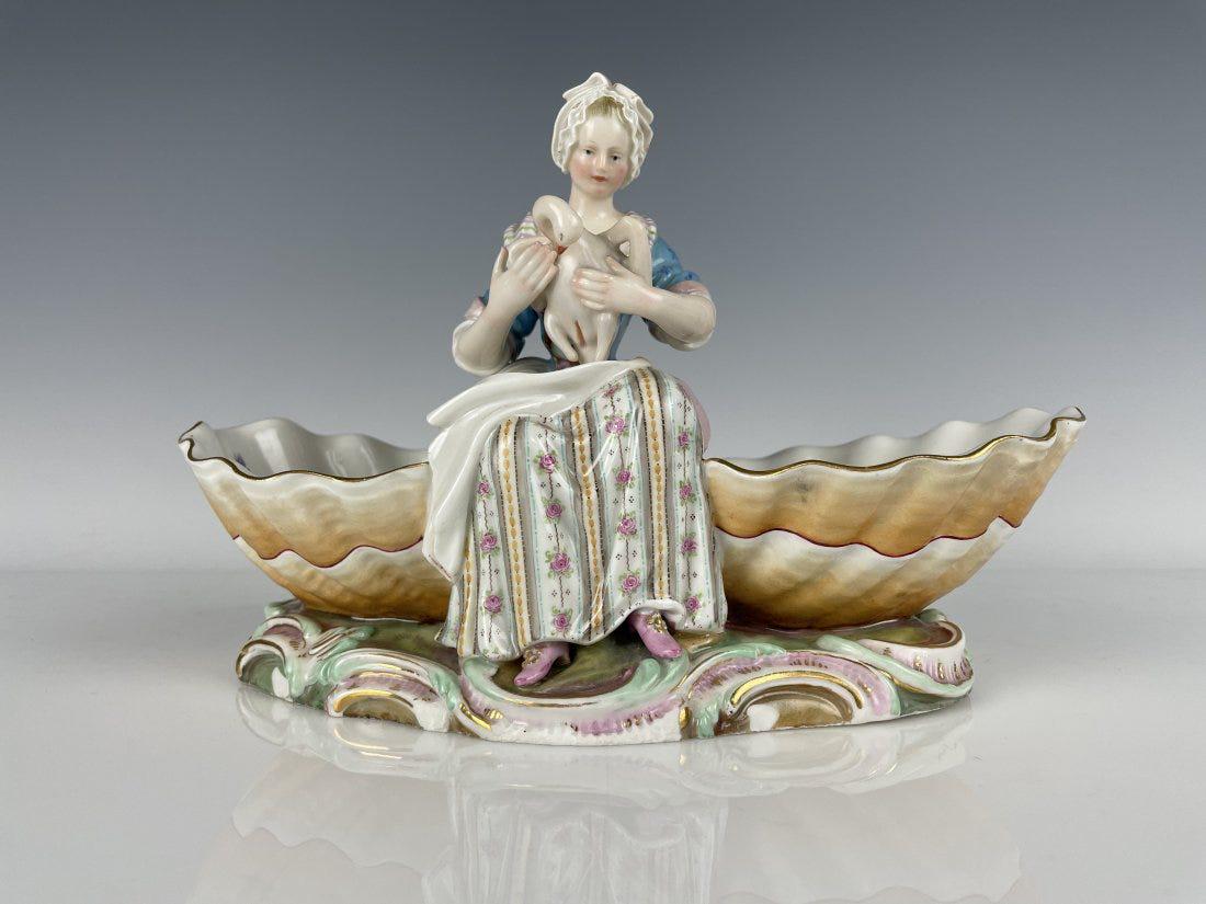 LARGE 19TH C. MEISSEN SALTS: Measures 8 inches long. Good condition. Estimate $800-1.000