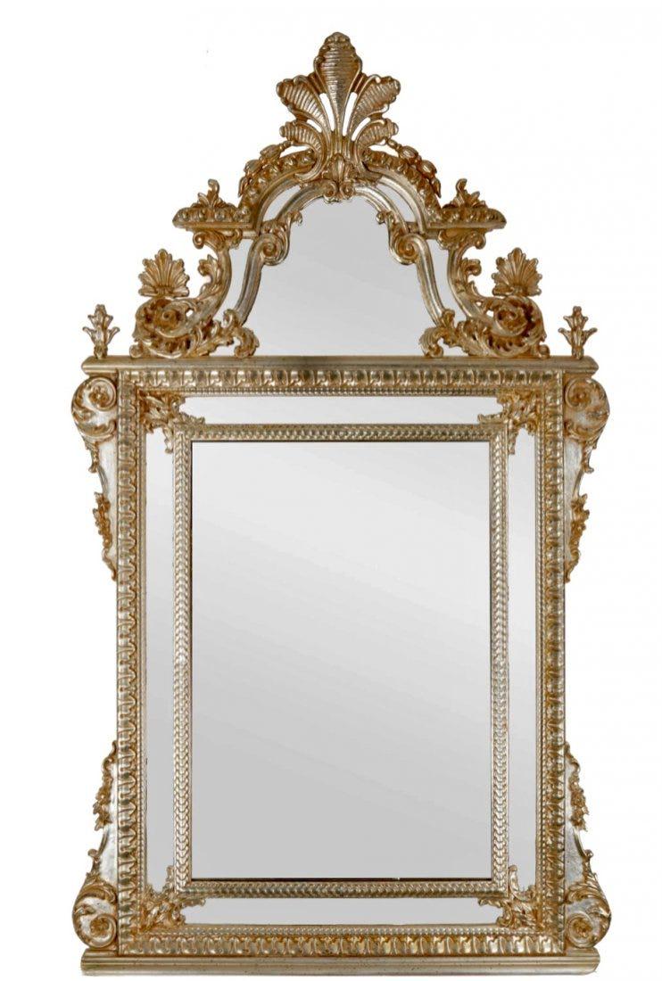 BAROQUE ITALIAN SILVERED CARVED WOOD MIRROR (1 of 1)