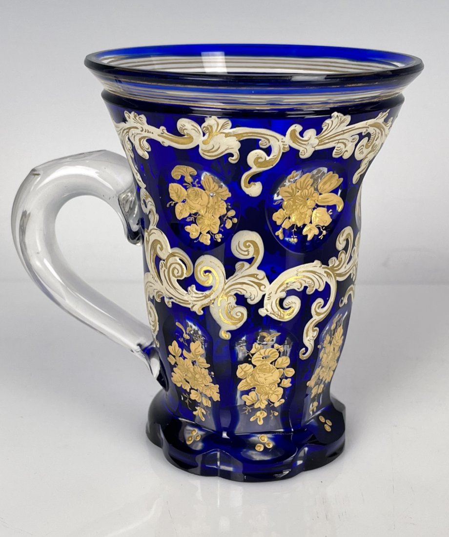 19TH C. ENAMELLED &GILT MOSER TANKARD (1 of 2)