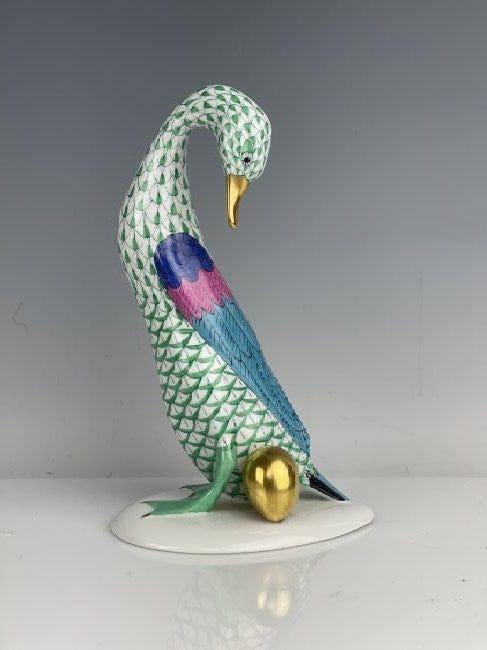 HEREND PORCELAIN GOOSE LAYING GOLDEN EGG (1 of 4)
