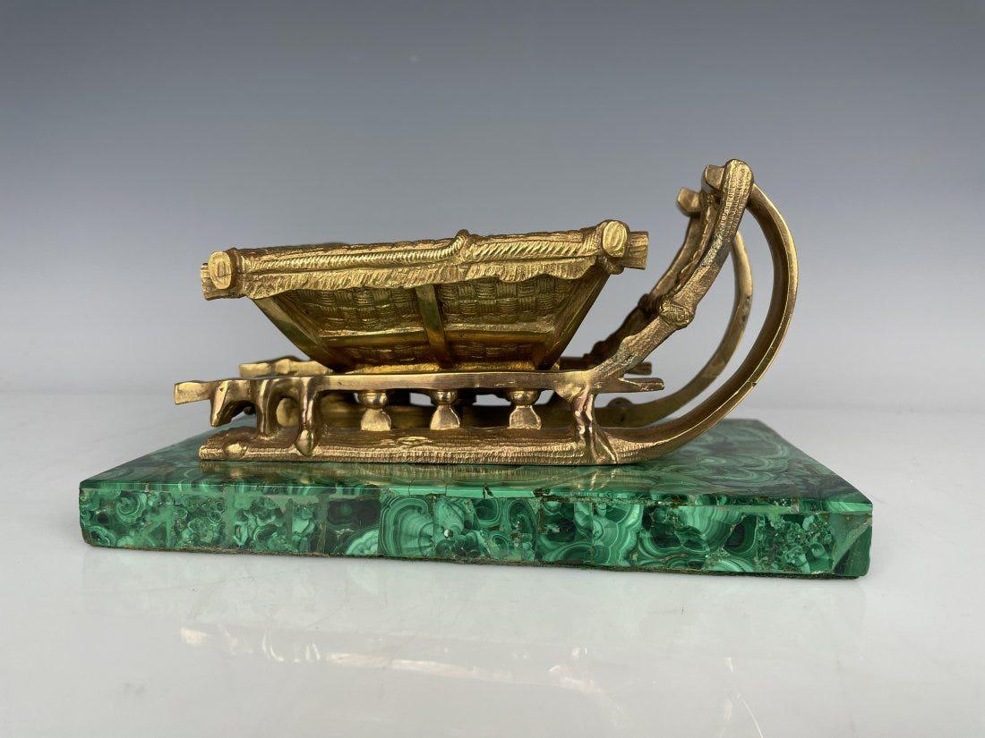 RUSSIAN MALACHITE AND BRONZE SLEIGH (1 of 3)