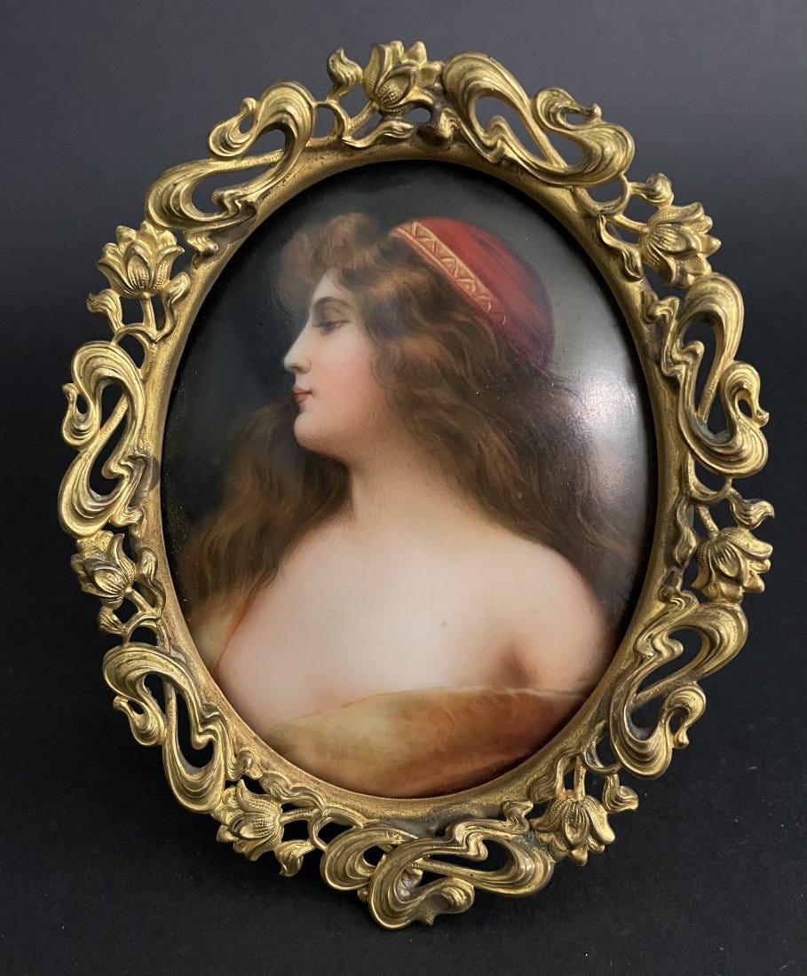 19TH C. GERMAN PORCELAIN PLAQUE WITH ORMOLU FRAME (1 of 2)