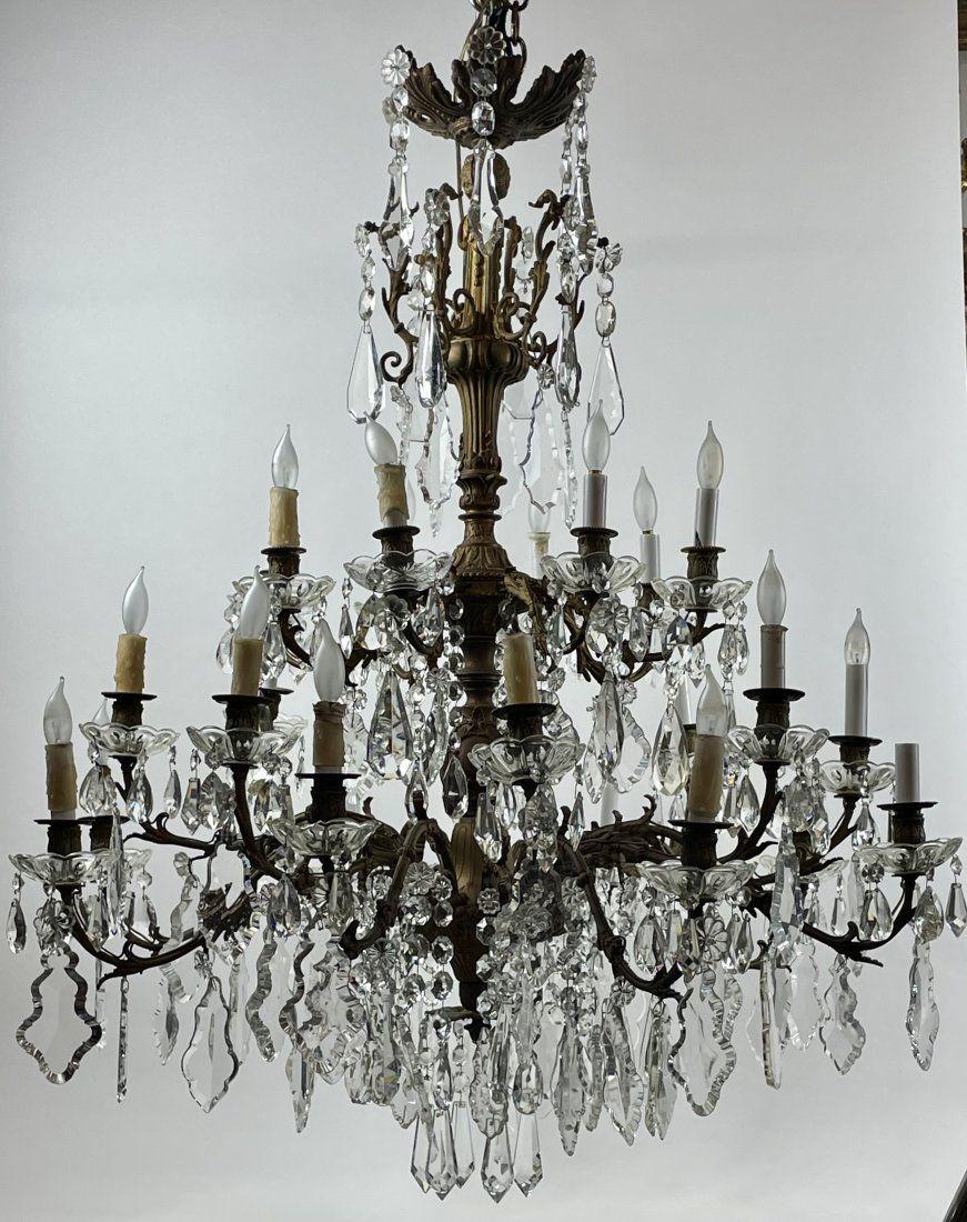 PALATIAL ORMOLU & BACCARAT  STYLE CRYSTAL CHANDELIER (1 of 6)