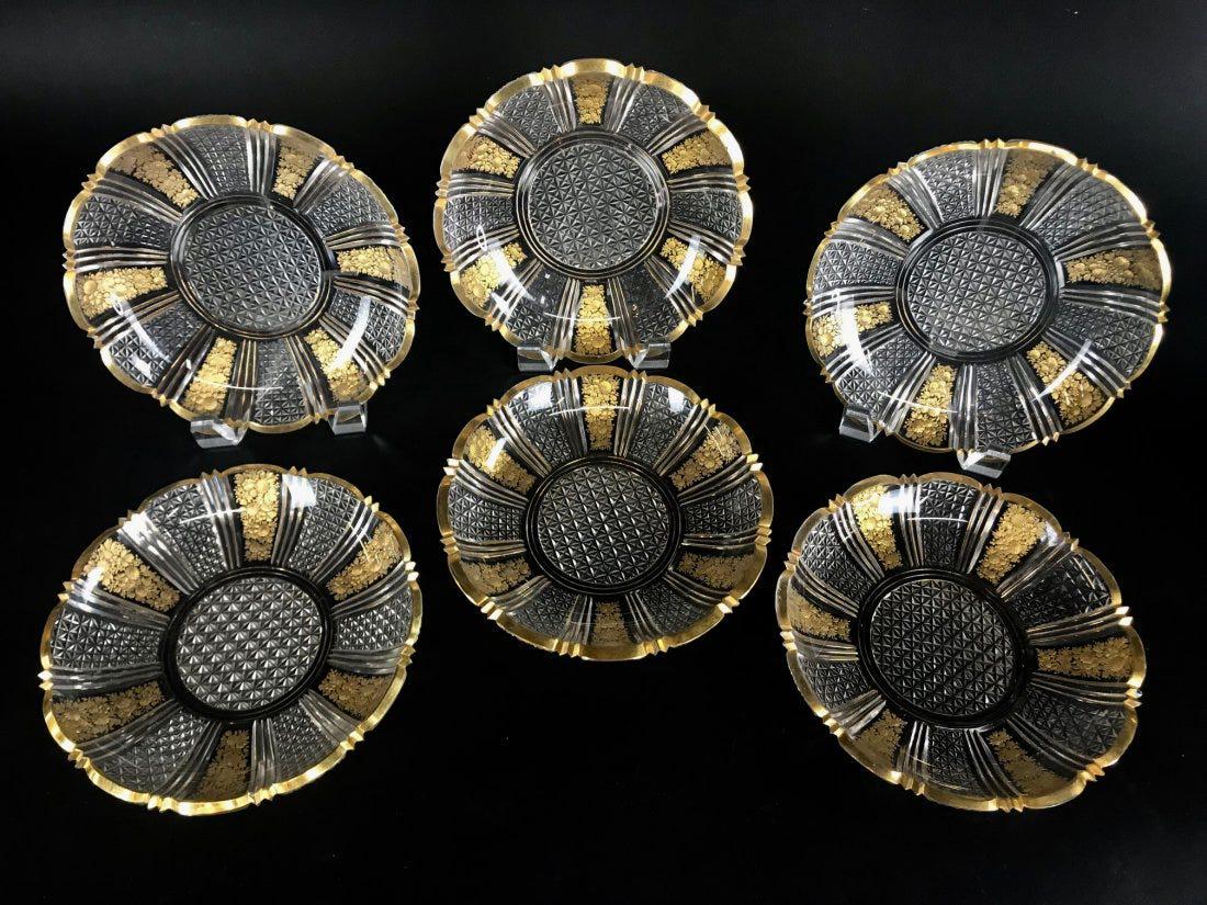 SET OF 6 GILT MOSER GLASS PLATES (1 of 4)
