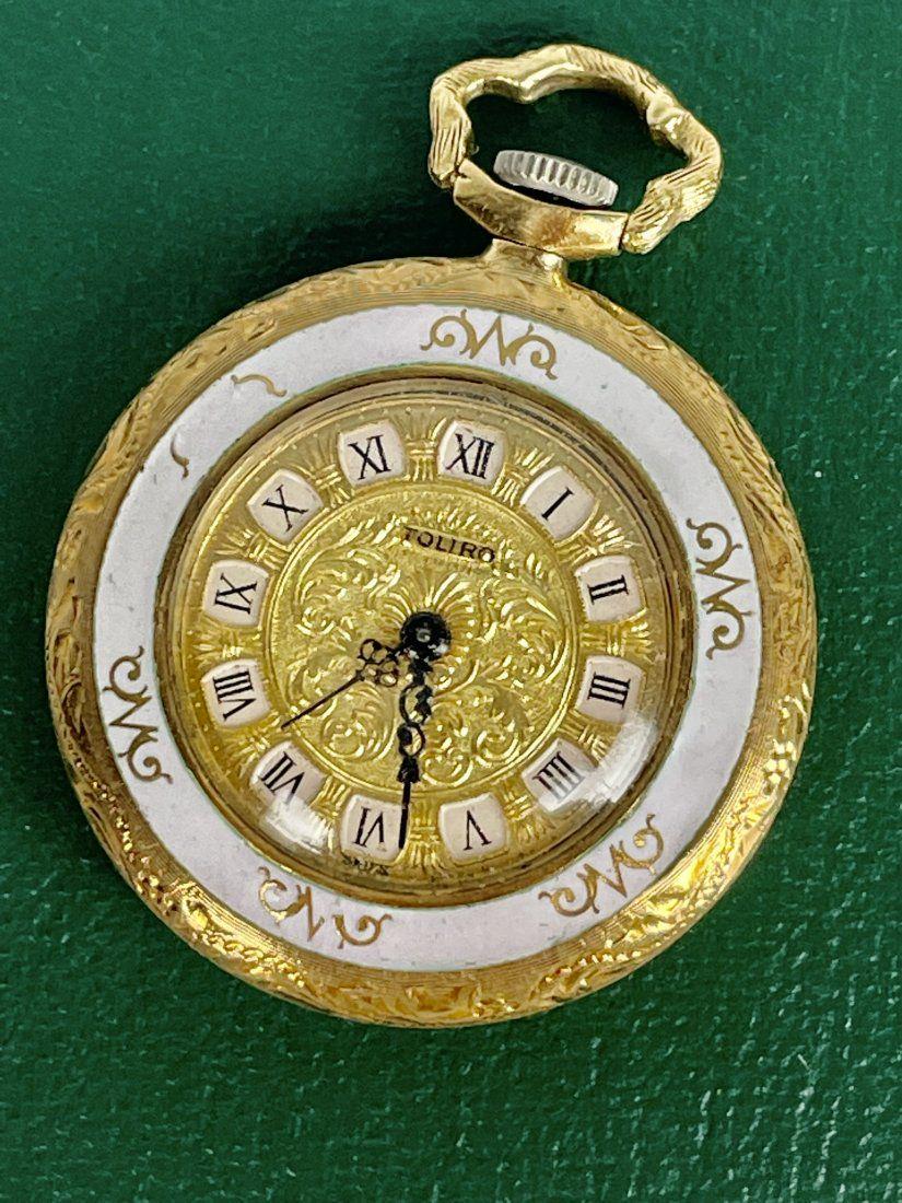 14KT GOLD & ENAMEL POCKET WATCH (1 of 4)