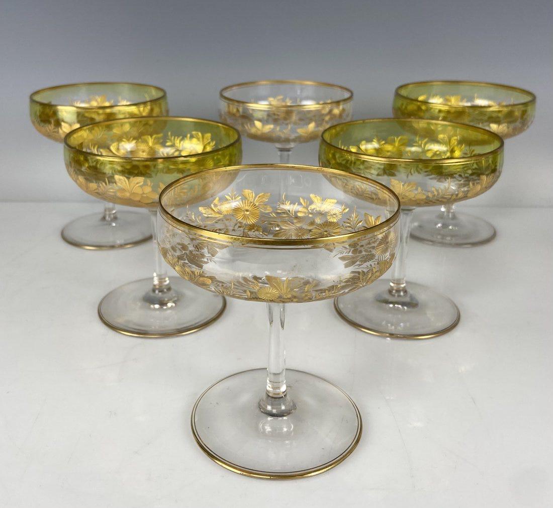 SET OF 6 MOSER INTAGLIO CUT CHAMPAGNE GLASSES (1 of 4)