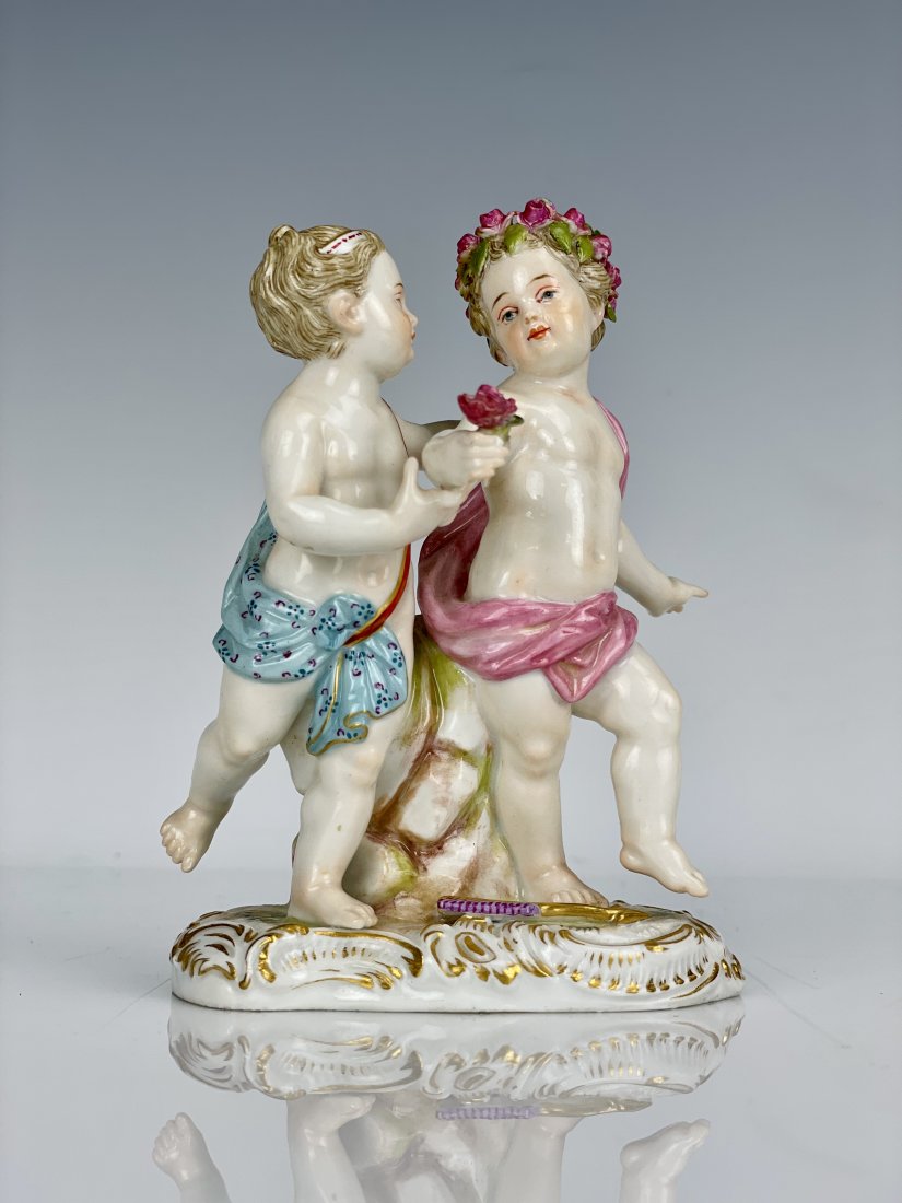 19TH C. MEISSEN GROUP OF 2 CHERUBS DANCING (1 of 5)